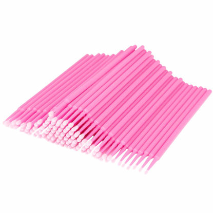 Picture of Tbestmax 500 Pcs Disposable Micro Applicator Brush Micro Swabs, Eye Lashes Mascara Wands for Eyelash Extension Pink