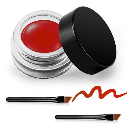 Picture of Erinde Red Gel Eyeliner, Waterproof Long Lasting Cream Eyeliner Gel Pot, High-Intensity Pigments Smudge-Proof Eye Liner Makeup, Water-Resistant Eyeliner with 2PCS Brushes 12# Red