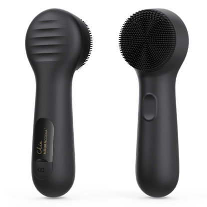 Picture of Silicone Face Scrubber, NågraCoola CLIE 2.0 Facial Cleansing Brush, Rechargeable, Waterproof Face Scrub Brush for Cleansing, Exfoliating, Massaging, Electric Facial Exfoliator for Women & Men - Black