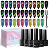 Picture of SUPWEE Cat Eye Gel Nail Polish with Magnet 9D Galaxy Cateye Manicure Soak Off UV DIY Salon Home Gift 12 Colors 7ml(0.24fl oz)