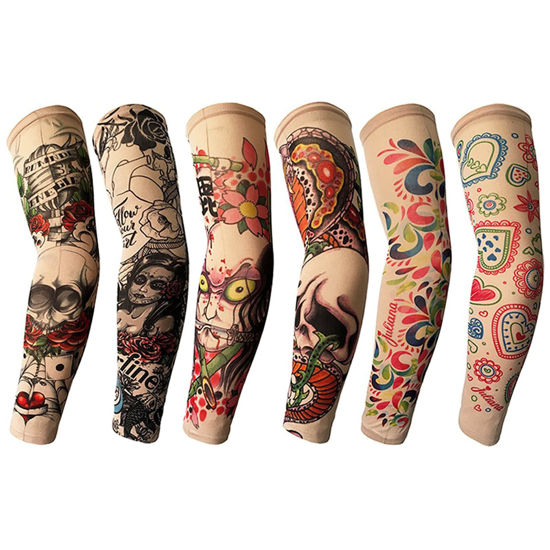 Picture of Tattoo Sleeves for Men,YARIEW 6Pcs Arm Sleeves Fake Tattoos Sleeves to Cover Arms Sun Protection Sleeves Tattoo Sleeve Covers Tattoo Cover Up Sleeve Temporary Tattoo Sleeves for Men and Women (Set 5)