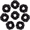 Picture of SILVR BEAR Luxury Black Satin Scrunchies, Satin Hair Ties for thick & curly Hair, Scrunchies for Women and Girls, Softer than Silk Hair Ties, 8 Pack, Black