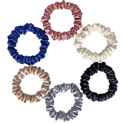 Picture of SILVR BEAR Luxury Satin Scrunchies, Satin Hair Ties for Thick, Thin & Curly Hair, Scrunchies for Women, Girls & Men Softer than Silk Hair Ties (Classic Skinny)