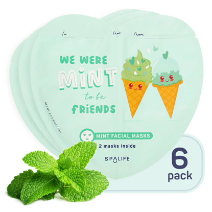 Picture of SpaLife We Were Mint to be Friends Duo Minty Facial Masks Set 2-pack - Hydrating, Soothing, and Moisturizing with Natural Mint Scent - Facial Sheet Mask Skin Care - Perfect Valentine Gift Set
