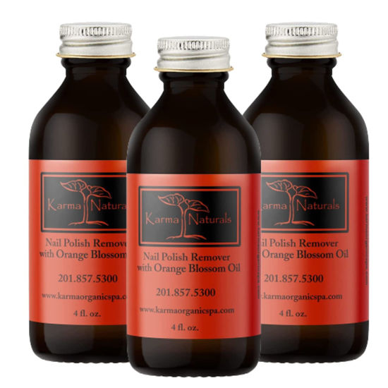 Picture of Karma Organic Nail Polish Remover with Soybean Oil and Orange Blossom Oil- Non Toxic, Vegan, Cruelty Free, Acetone Free - Nails Strengthener for Fingernails -12 fl. Oz. (3 Pack)