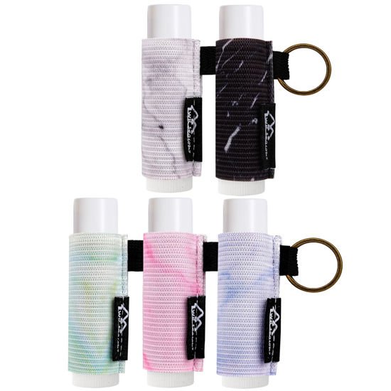 Picture of WK IEASON - Lip Balm Holder Keychain Clip On Lipstick Sleeve Chapstick Sleeve Holder Keychain 5pcs(Marble set)