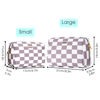 Picture of PU Leather Checkered Makeup Bag Travel Cosmetic Bag Organizer Make up Bag with Organization Pockets for Women (Large,Dusty Rose Checkerboard)