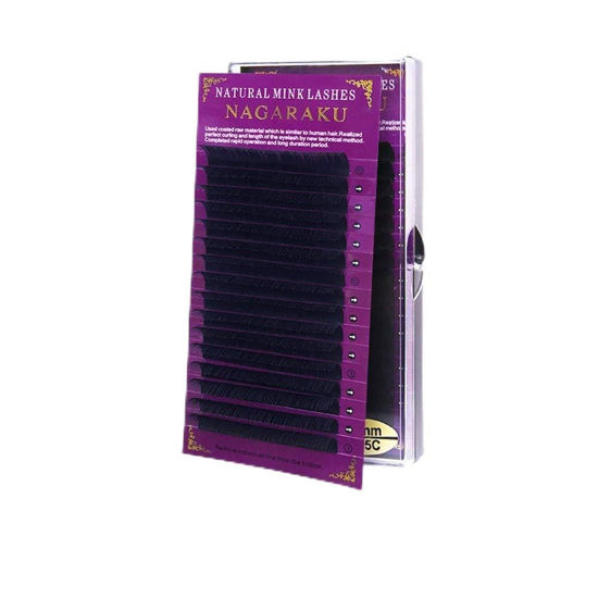 Picture of NAGARAKU 5 Trays Eyelash Extensions Individual Lashes 0.20mm C curl 9/10/11/12/13mm in 1 pack Classic Matte Black Natural Professional Faux Mink 16 rows