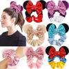 Picture of 6 Pack Mouse Ears Scrunchies Velvet Sparkle Sequin Mouse Bows Hair Scrunchies Hair Ties Elastic Rubber Bands Ponytail Holders for Kids Women Girls Christmas Party Decoration