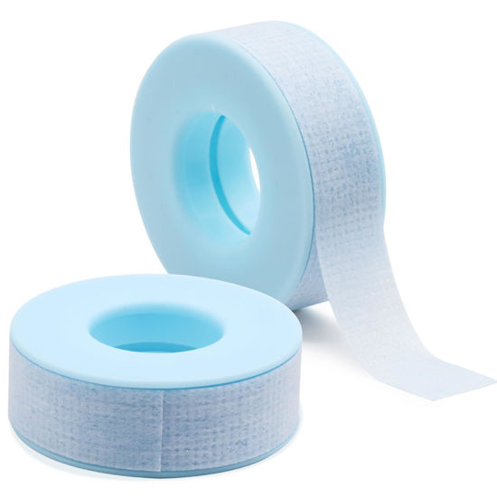 Picture of Embagol Lash Tape for Eyelash Extensions Blue Eyelash Tape for Extensions Sensitive Silicone Gel Easy Tear Breathable Medical Microporous Eyelash Extension Tape (0.49in 3.9yd, 2 Rolls)