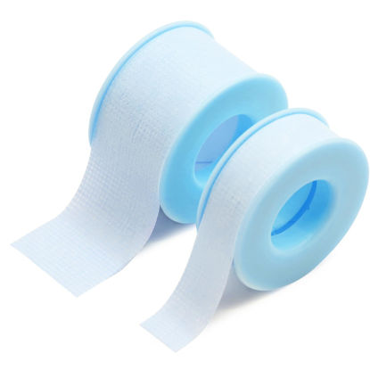 Picture of Embagol Lash Tape for Eyelash Extensions Blue Eyelash Tape for Extensions Sensitive Silicone Gel Easy Tear Breathable Medical Microporous Eyelash Extension Tape (2 Rolls×2 Sizes)
