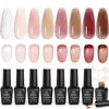 Picture of Beetles Jelly Gel Nail Polish Set, 8 Nude Jelly Pink Milky Brown Translucent Colors Gel Nail Polish Sweet Temptation Collection Soak Off LED Nail Art Manicure Kit DIY Salon at Home Gifts for Women