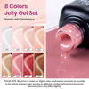 Picture of Beetles Jelly Gel Nail Polish Set, 8 Nude Jelly Pink Milky Brown Translucent Colors Gel Nail Polish Sweet Temptation Collection Soak Off LED Nail Art Manicure Kit DIY Salon at Home Gifts for Women
