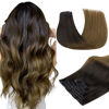 Picture of DOORES Seamless Clip in Hair Extensions Human Hair, Chocolate Dip Color Melt 7pcs 150g 20 Inch, Clip in Hair Extensions Remy Hair Natural Straight Hair Thin Weft Hair invisible Edge Hair Extensions