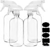 Picture of Clear Glass Spray Bottles For Cleaning Solutions (4 Pack) - 16 Ounce, Refillable & Reusable Sprayer for Essential Oil, Water, Kitchen, Hair. Durable Black Trigger Sprayer w/Mist and Stream Settings