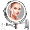 Picture of CONLWIN 9" Wall Mounted Lighted Makeup Mirror, 3000mAh Rechargeable Double Sided 1X/10X Magnifying Mirror with Hook,3 Color Lights Dimmable 360° Rotation Vanity Mirror for Bathroom
