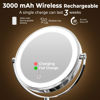 Picture of CONLWIN 9" Wall Mounted Lighted Makeup Mirror, 3000mAh Rechargeable Double Sided 1X/10X Magnifying Mirror with Hook,3 Color Lights Dimmable 360° Rotation Vanity Mirror for Bathroom