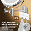 Picture of CONLWIN 9" Wall Mounted Lighted Makeup Mirror, 3000mAh Rechargeable Double Sided 1X/10X Magnifying Mirror with Hook,3 Color Lights Dimmable 360° Rotation Vanity Mirror for Bathroom