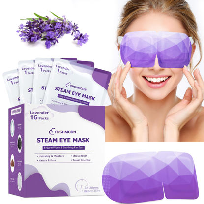 Picture of FRSHMORN 16 Packs Steam Eye Mask, Heated Eye Mask for Sleeping, Warm Compress for Eyes, Self Heating Disposal Eye Mask Comfortable Sleep Mask for Home, Office, Spa, Travel Essentials (Lavender)