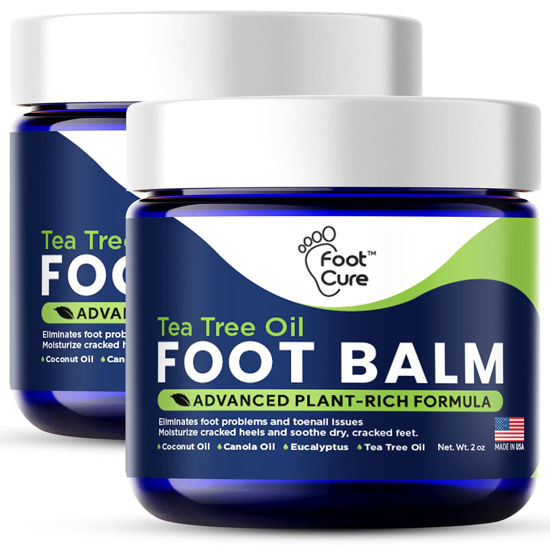 Picture of Tea Tree Oil Foot Balm - Foot Moisturizer for Dry Cracked Feet - Instantly Hydrates & Soothes Irritated Skin & Athletes Foot - Best Foot Care for Women and Men - Made in USA 2PK