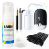 Picture of Buqikma Lash Shampoo for Lash Extensions, Mini Lash Fan 2.11Floz Rich Foam Eyelash Shampoo 50 Pcs Eyelash Brush and Rinse Bottle for Eyelash Wash Remover Lash Extension Cleanser for Home Use (Black)