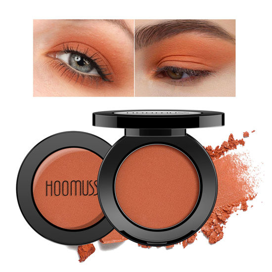 Picture of HOOMUSS Single Coral Eyeshadow Matte, Handmade Pressed Eyeshadow Palette, Long Lasting With No Creasing, Intense Color Pigmented Orange Eye Shadow (Rich Coral)