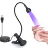 Picture of UV Light Gooseneck UV Lamp for Nails 365+395nm 3w Black Light LED UV Nail Lamp with Clamp for Gel Nails Ultraviolet Curing UV Nail Lamp 5v USB Input UV Light with 4 Levels Dimming