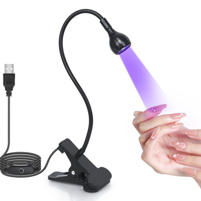 Picture of UV Light Gooseneck UV Lamp for Nails 365+395nm 3w Black Light LED UV Nail Lamp with Clamp for Gel Nails Ultraviolet Curing UV Nail Lamp 5v USB Input UV Light with 4 Levels Dimming