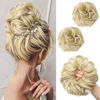 Picture of SARLA 2PCS Messy Hair Bun Hair Pieces Wavy Curly Synthetic Updo Fake Scrunchies Ponytail Extension for Women Ash Blonde