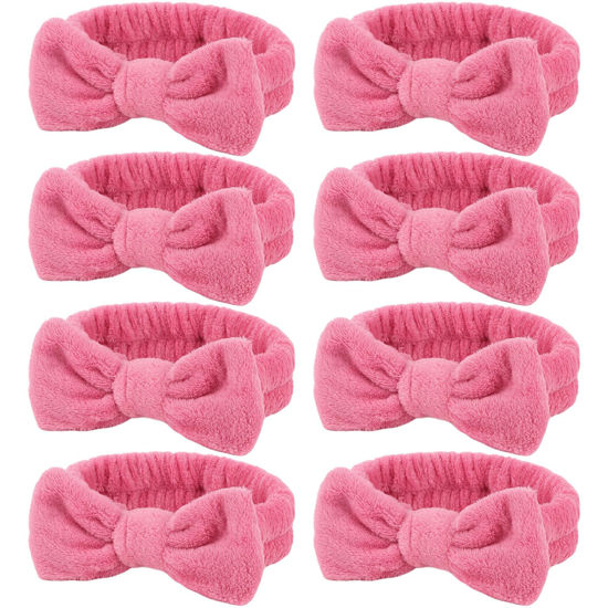 Picture of Ondder Spa Headbands Set for Women - 8 Pcs Terry Cloth Fuzzy Headbands for Skincare, Makeup Application, Face Washing and Hair Care
