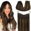 Picture of GOO GOO Wire Hair Extensions Human Hair, 2/6/2 Dark Brown with Chestnut Brown Balayage 20inch 110g, Invisible Wire Hair Extensions with Transparent, Seamless Fish Line Hairpiece
