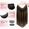 Picture of GOO GOO Wire Hair Extensions Human Hair, 2/6/2 Dark Brown with Chestnut Brown Balayage 20inch 110g, Invisible Wire Hair Extensions with Transparent, Seamless Fish Line Hairpiece