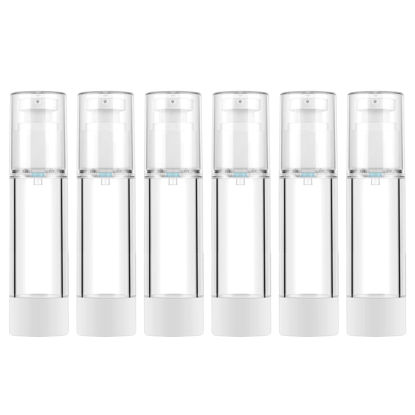 Picture of LONGWAY 1.7 Oz 50ml Clear Airless Cosmetic Cream Pump Bottle Travel Size Dispenser Refillable Containers/Foundation Travel Pump Bottle for Shampoo (Pack of 6)