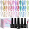 Picture of SUPWEE Cat Eye Gel Nail Polish - 12 Colors Silk Cateye Nail Polish Gel with Magnetic Stick Ceramic Moonlight Magnetic Gel Polish High Glossy Shine Effect Nail Art Manicure Home DIY for Women Girl