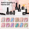Picture of SUPWEE Cat Eye Gel Nail Polish - 12 Colors Silk Cateye Nail Polish Gel with Magnetic Stick Ceramic Moonlight Magnetic Gel Polish High Glossy Shine Effect Nail Art Manicure Home DIY for Women Girl