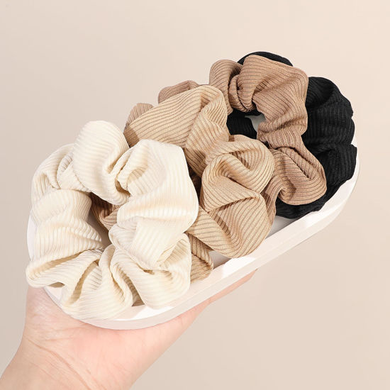 Picture of Hair Scrunchies for Women - Hair Ties No Damage Both for Thick Hair or Thin Hair Curl Hair No Crease Gray Scrunchies Ponytail Holder No Hurt Your Hair