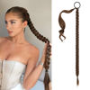 Picture of SEIKEA Long DIY Braided Ponytail Extension with Hair Tie Straight Wrap Around Hair Extensions Ponytail Natural Soft Hairpiece Chocolate Brown 34 Inch (After Braided 30 Inch)