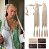 Picture of SEIKEA Braid Ponytail Extension with Glitter Hair Tinsel, 2PCS 26" Long Straight DIY Braid Hair Extension with Hair Tie, Wrap Around Hair Extensions Ponytail Hairpiece Blonde Pale Gold Highlights