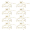 Picture of DEEKA Bridesmaid Proposal Gifts 8 Pack Pearl Bridesmaid Hair Claw Clips with Ribbon 3.7 Inch Large Hair Clips Bachelorette Party Favors Bridal Party Present Hair Accessories (Half Circle L)