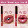 Picture of eevpct 2Pcs Mauve Red & Wine Red Matte to Glitter Liquid Lipstick Set Kit for Women Long Lasting Glossy Metallic Shimmer Sparkle Lipstick Lip Gloss 2+6