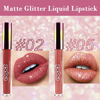 Picture of evpct 2Pcs Mauve Red & Bronze Gold Matte to Glitter Liquid Lipstick Long Lasting Lip Set Kit for Women Diamond Shiny Glitter Sparkly Glossy Metallic Shimmer Sparkle Waterproof Lipstick Lip Gloss 02+05