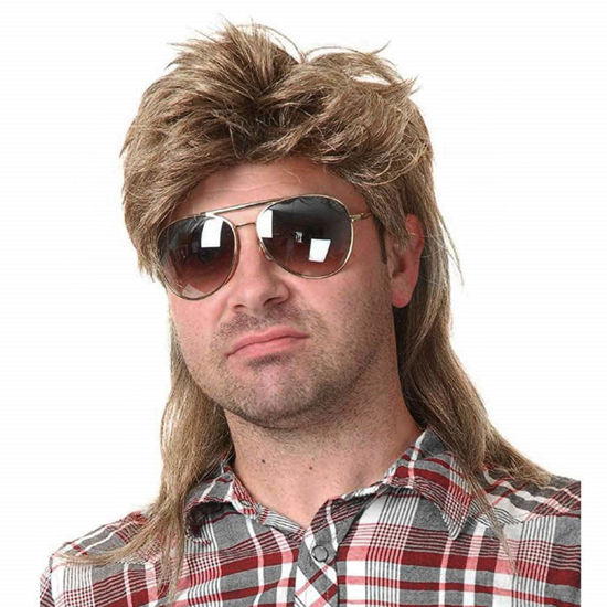 Picture of Kaneles Mullet Wigs for Men 80s Costumes Fancy Party Accessory Cosplay Wig (Light Brown)