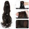 Picture of Mitrygreen Claw Clip Ponytail Extension 18" Clip in Wavy Ponytail Hair extensions Long Pony Tails for Women Extensions Dark Brown Mix Light Auburn Wave Hairpiece