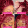 Picture of NKTU Burgundy Lace Front Wigs Human Hair- 99j Deep Wave HD Transparent Lace Frontal Wigs for Women Wine Red Glueless Pre Plucked with Baby Hair, 200 Density 20 Inch