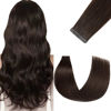 Picture of FUOTONBUTY Tape in Hair Extensions Human Hair 20 pcs/40g Double Stitched Real Human Hair Extensions Lightweight Invisible Thick Ends Tape in Hair Piece (Dark Brown to Black, 14 inch)