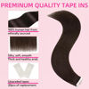 Picture of FUOTONBUTY Tape in Hair Extensions Human Hair 20 pcs/40g Double Stitched Real Human Hair Extensions Lightweight Invisible Thick Ends Tape in Hair Piece (Dark Brown to Black, 14 inch)