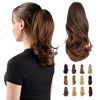 Picture of Sofeiyan 13" Ponytail Extension Long Curly Ponytail Clip in Claw Hair Extension Natural Looking Synthetic Hairpiece for Women, Auburn Mix