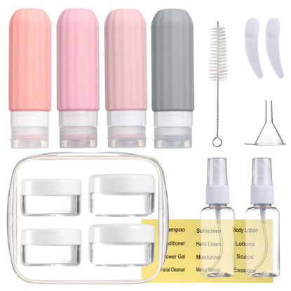 Picture of Mrsdry 16 Pack Travel Bottles Set for Toiletries, Leakproof Travel Containers for Toiletries TSA Approved Silicone Travel Accessories Squeezable Refillable 3oz for Shampoo Conditioner Lotion