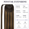 Picture of DOORES Human Hair Extensions Ponytail Extensions Balayage Dark Brown to Chestnut Brown 20 Inch 90g Clip in Ponytail Wrap Around Ponytail Straight Hair Pieces For Women Ponytail with Magic Paste