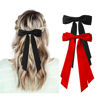 Picture of Red and Black Hair Bows for Women - 2Pcs Silkly Satin Hair Ribbon Bow with Metal Clips Hair Accessories for Girls